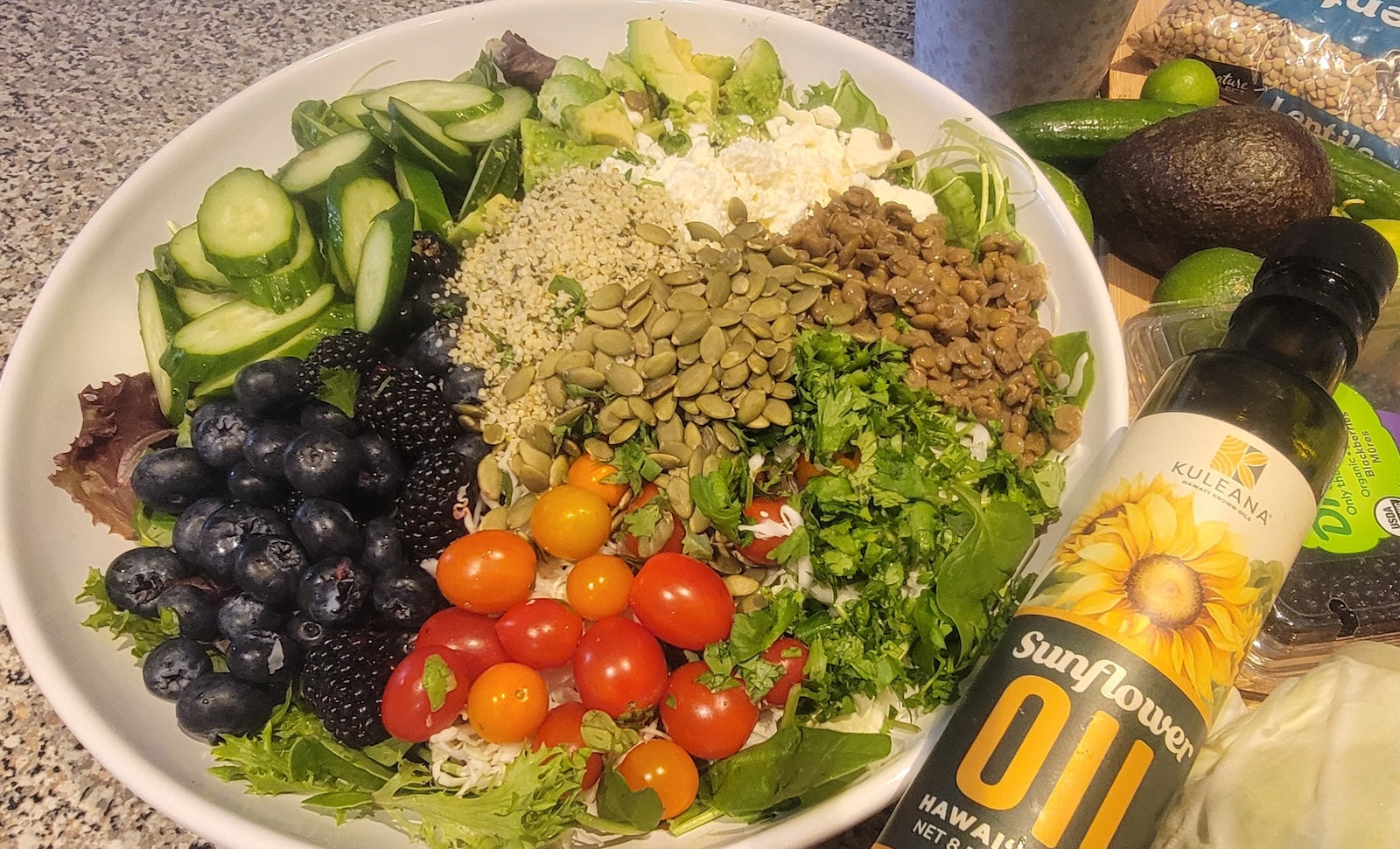 salad with sunflower seeds and oil