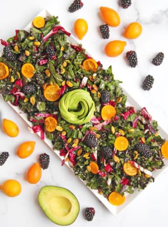 Fruit/nut spring kale salad